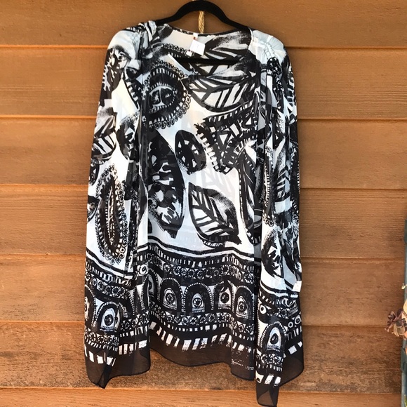 Coldwater Creek Tops - Coldwater Creek | Shawl Black & White Print